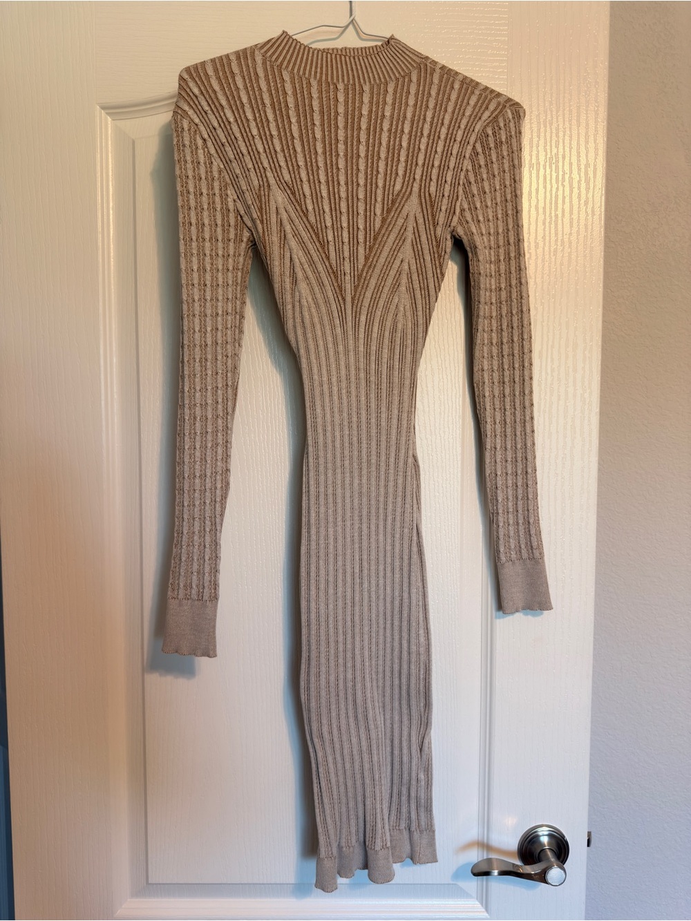 Almost Famous Taupe Ribbed Long Sleeve Midi Dress